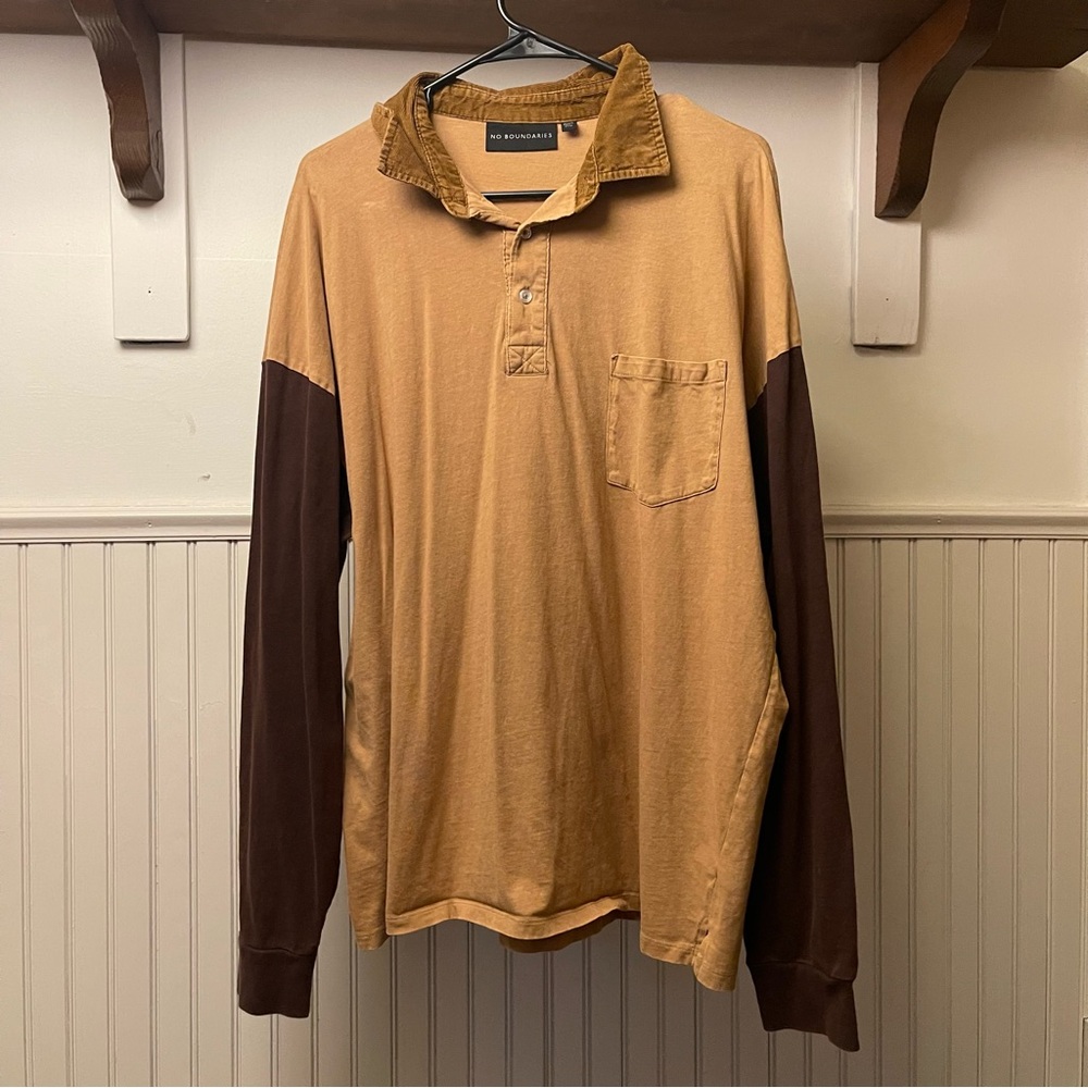 Vintage 90s Streetwear Style Mens M Color Block Long Polo Shirt cabin core